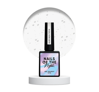 Топ глянцевый без липкого слоя Nails Of The Night Snow Top 02 Silver с серебряными шестигранниками разных размеров. 10 мл (4828332110503)