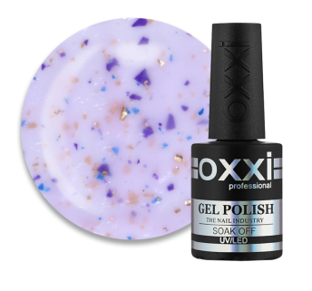 База камуфлирующая Oxxi Professional Jolly Base 002 молочно-сиреневый с золотистой. фиолетовой и бирюзовой поталью 10 мл (2100994295739)