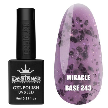 Кольорова база Miracle base 243 Designer (9 мл.) - з чорною, срібною та кольоровою поталлю