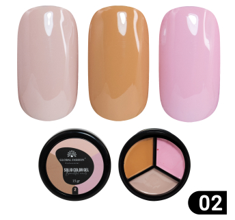 Гель-краска Solid color gel - 3, повышенной плотности 15 гр, French 02