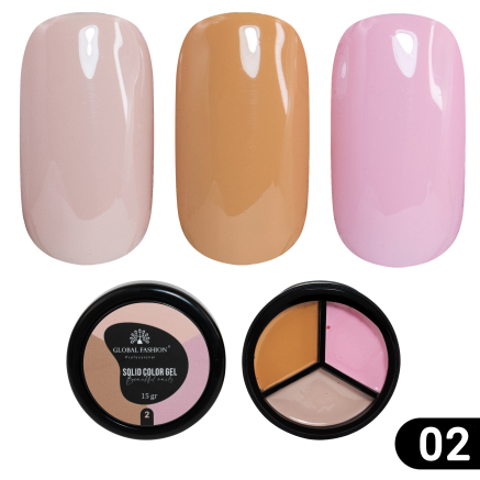 Гель-фарба Solid color gel - 3, підвищеної щільності 15 гр, French 02