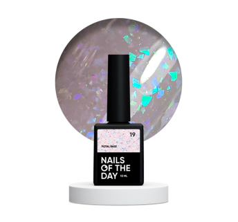База камуфлирующая Nails Of The Day Potal Base 19. нежно-молочный с голографической стильной поталью. 10 мл (4821287820008)