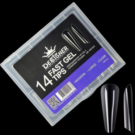 Fast gel tips №14 (Modern, large size) - Гелеві типси Designer