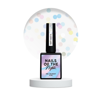 База камуфлирующая Nails Of The Night Party Base 02. молочный с голографическими шестигранниками. 10 мл (4829081801001)