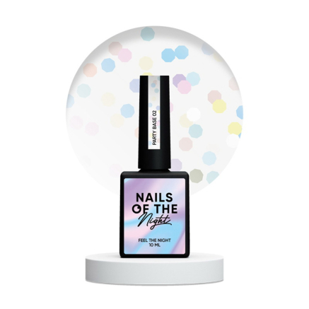 База камуфлирующая Nails Of The Night Party Base 02. молочный с голографическими шестигранниками. 10 мл (4829081801001)