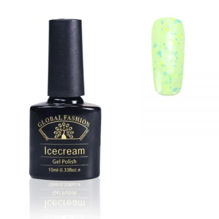 Гель-лак Ice Cream Global Fashion, 10 мл (с блёстками разных размеров) 003