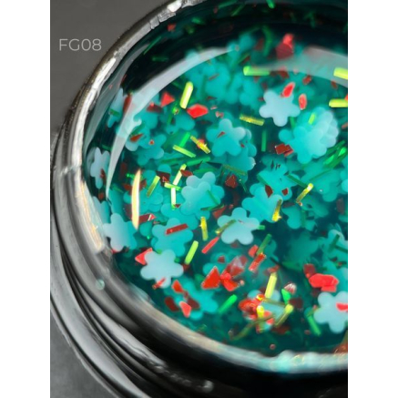 Foil flower gel FG08 (5 мл) Designer - гель з квіточками з фольги
