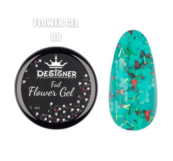 Foil flower gel FG08 (5 мл) Designer - гель з квіточками з фольги