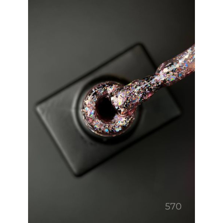 Гель лак Clow Glitter 570 Designer (9мл.) - з пластівцями хамелеон різних розмірів та гліттером