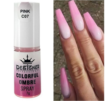 Colorful Ombre Spray, 7 г. Pink C07 (Рожевий) - спрей пудра Designer для створення омбре на нігтях