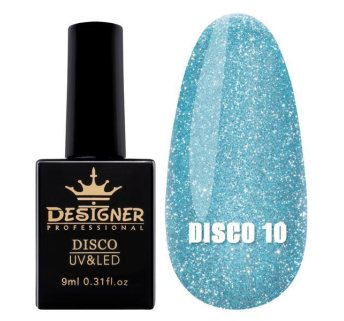 Світловідбивний гель-лак №10 (Блакитний), 9 мл. - Disco gel polish Designer