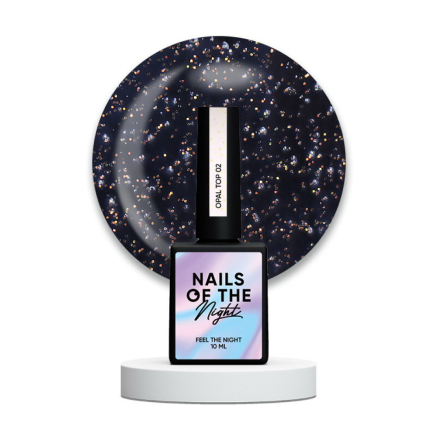 Топ глянцевый без липкого слоя Nails Of The Night Opal Top 02 без УФ фильтра с опаловыми блестками. 10 мл (4820991504006)