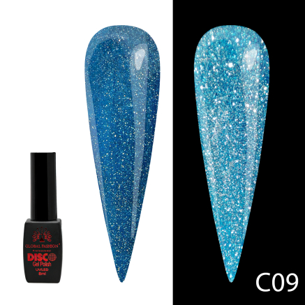 Гель лак Disco Gel Polish, Global Fashion, світловідбивний, 8 мл C09