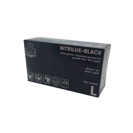 Нитриловые перчатки VitLux 100 шт (50 пар) L, цвет черный