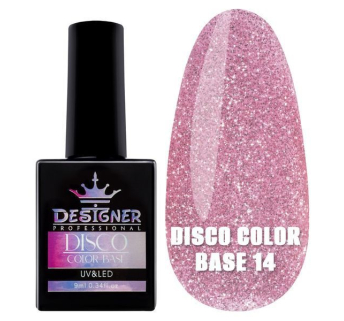 Світловідбивне базове покриття №14 (Рожевий), 9 мл. - Disco Color Base Designer