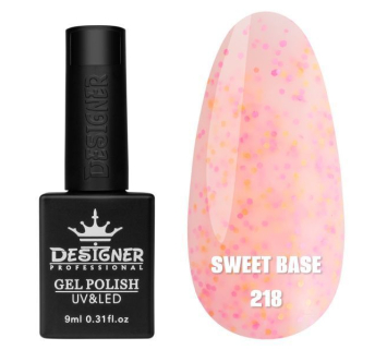 Кольорова база Sweet base 218 Designer (9 мл) - з конфетті різних кольорів