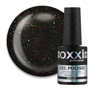 Гель-лак Oxxi Professional 239 черный с красно-зелеными мелкими блестками. 10 мл (2000006201287)