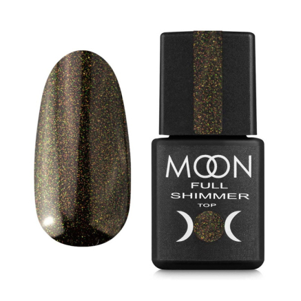 Топ для гель-лака без липкого слоя Moon Full Top Shimmer 1025 со светло-золотым жемчужным микроблеском 8 мл (5905123021435)