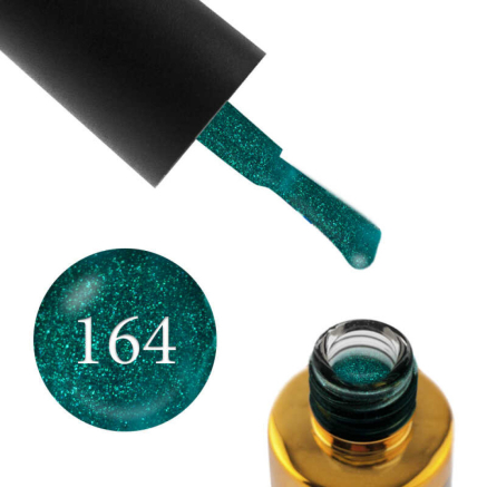 Гель-лак F.O.X Pigment 164 зеленый изумруд с мелкими блестками, 7 мл