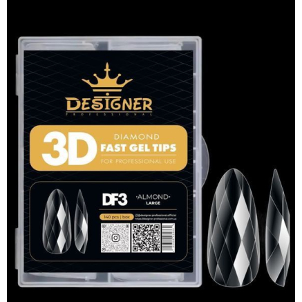 Diamond Fast Gel Tips (DF3 Almond large) - гелеві типси Designer 120 шт/уп