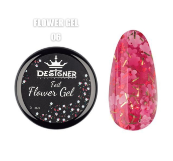 Foil flower gel FG06 (5 мл) Designer - гель з квіточками з фольги