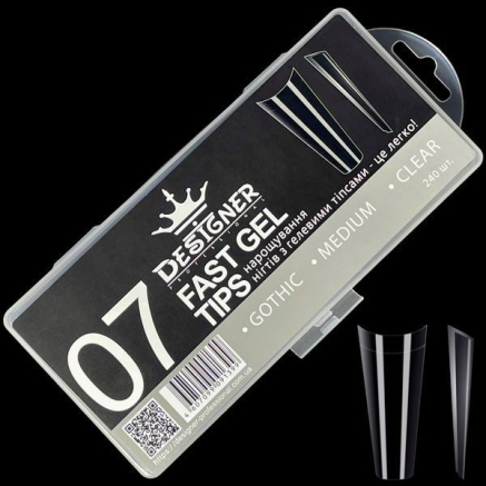 Fast gel tips №7 (Gothic, medium size) - Гелеві типси Designer