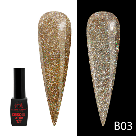 Гель лак Disco Gel Polish, Global Fashion, світловідбивний, 8 мл B03