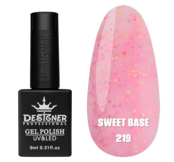 Кольорова база Sweet base 219 Designer (9 мл) - з конфетті різних кольорів