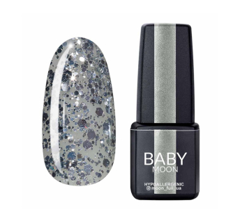 Гель-лак Baby Moon Dance Diamond 019 серебряный глиттер на полупрозрачной основе. 6 мл (5908254001727)
