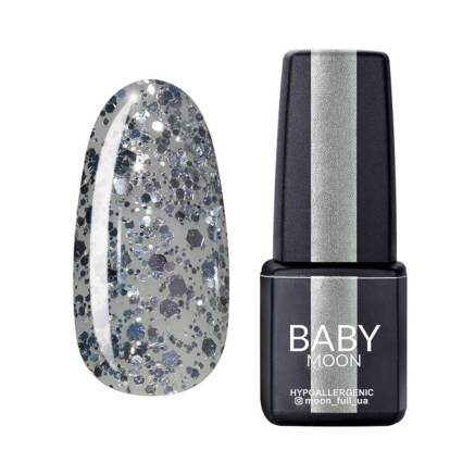 Гель-лак Baby Moon Dance Diamond 019 срібний глітер на напівпрозорій основі. 6 мл (5908254001727)