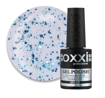 Топ для гель-лака без липкого слоя Oxxi Professional Top Iceberg 02. прозрачный с бирюзовой слюдой. 10 мл (2100994275960)