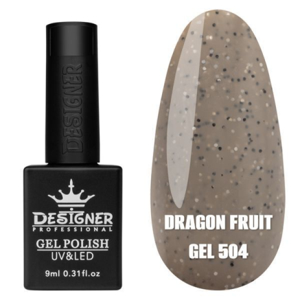 Гель лак Dragon fruit 504 Designer (9мол) - з чорно-білими крапками