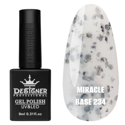 Кольорова база Miracle base Designer 234 (9 мл.) - з чорною, срібною та кольоровою поталлю