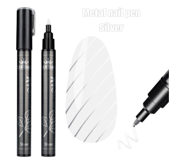Chrom metal nail pen (Silver) - ручка для дизайну нігтів Designer