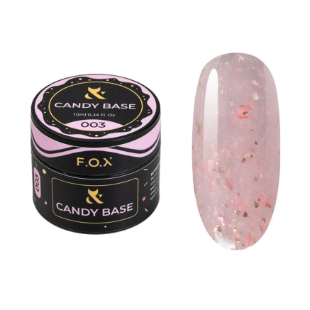 База кольорова F.O.X Base Candy 003 рожевий з блискітками та рожево-золотою поталлю 10 мл (390136044994)