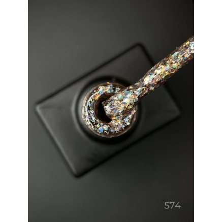 Гель лак Clow Glitter 574 Designer (9мл.) - з пластівцями хамелеон різних розмірів та гліттером