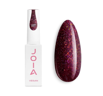 Гель-лак JOIA vegan 107 светоотражающий бордовый с блестками 6 мл (4820259341879)