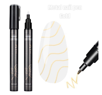Chrom metal nail pen (Gold) - ручка для дизайну нігтів Designer