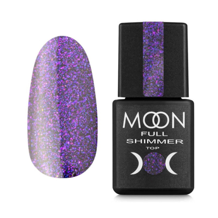 Топ для гель-лака без липкого слоя Moon Full Top Shimmer 1031 с фиолетовым жемчужным микроблеском 8 мл (5905123021497)