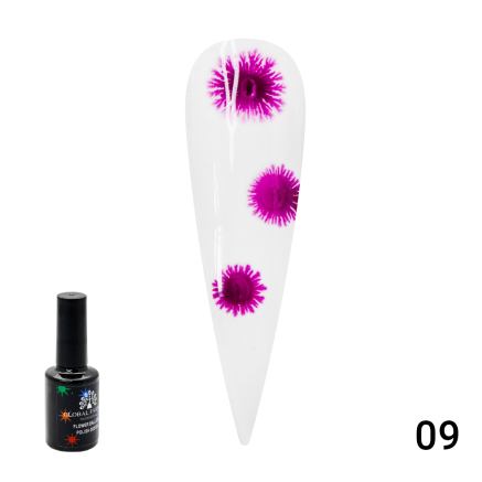 Гель лак Flowers Ball Global Fashion, з ефектом розтікання (по мокрому), 10 мл 09