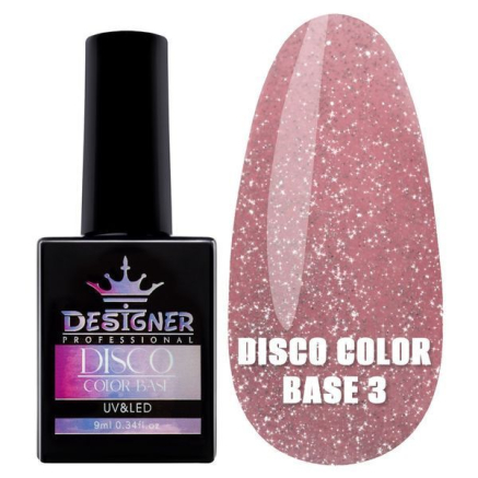 Світловідбивне базове покриття №3 (Перламутрово-рожевий), 9 мл. - Disco Color Base Designer