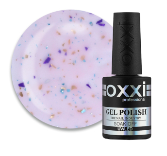 База камуфлирующая Oxxi Professional Jolly Base 003. светло-розовый с золотистой. фиолетовой и зеленой поталью.10 мл (2100994295746)