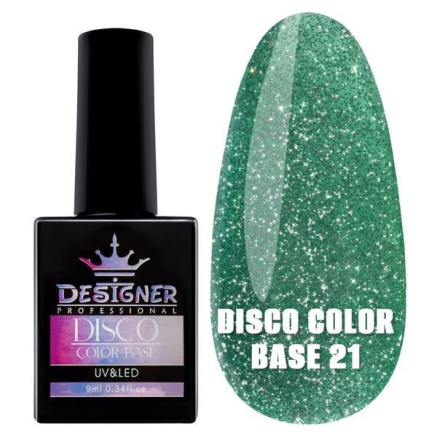 Світловідбивне базове покриття №21 (Зелений), 9 мл. - Disco Color Base Designer