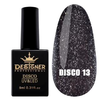 Світловідбивний гель-лак №13 (Чорний), 9 мл. - Disco gel polish Designer