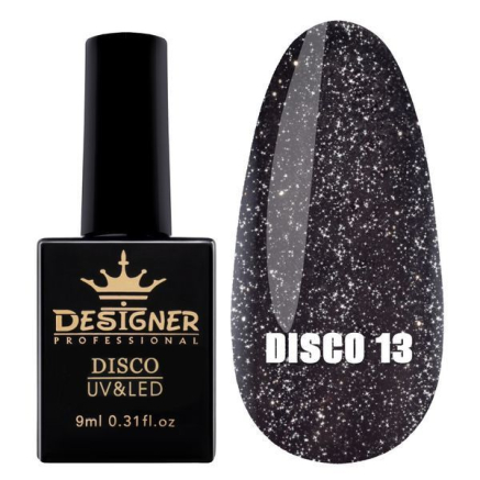 Світловідбивний гель-лак №13 (Чорний), 9 мл. - Disco gel polish Designer