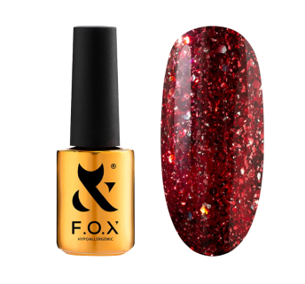 Гель-лак F.O.X Radiance 004 красный. со слюдой. шестигранниками и мелкими блестками разных оттенков. 7 мл (2100994278855)