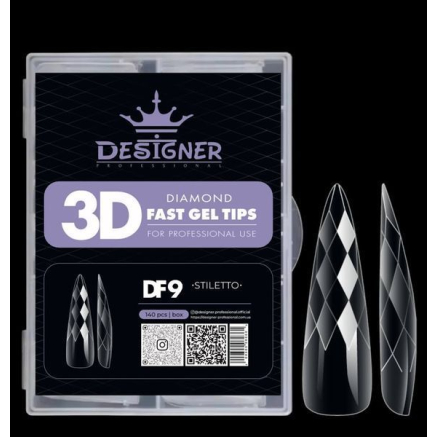 Diamond Fast Gel Tips (DF9 Stiletto) - гелеві тіпси Designer 120 шт/уп