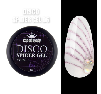 Disco Spider Gel D6 фіолетовий, 8 мл., Designer (Світловідбиваюча павутинка)