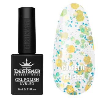 Гель лак Confetti 533 Designer (9мл.) - з конфетті різних розмірів