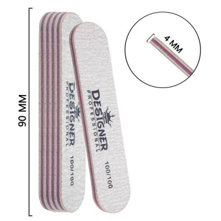 Двостороння овальна міні пилка (100/100 грит.) - Nailfile Designer